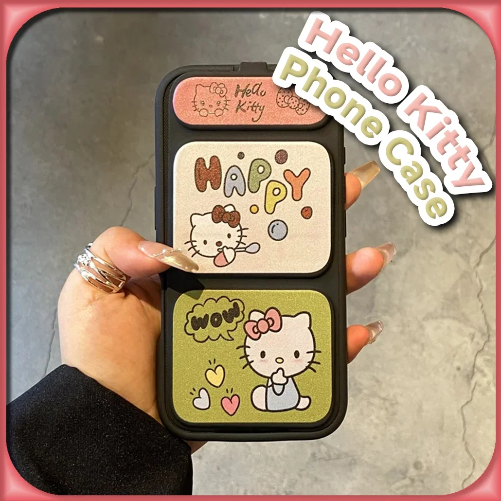 Custodia pieghevole creativa Kawaii Hello Kitty per IPhone 16 15 14 13 12 11 Pro Max Sanrio Anime Custodia protettiva alla moda carina