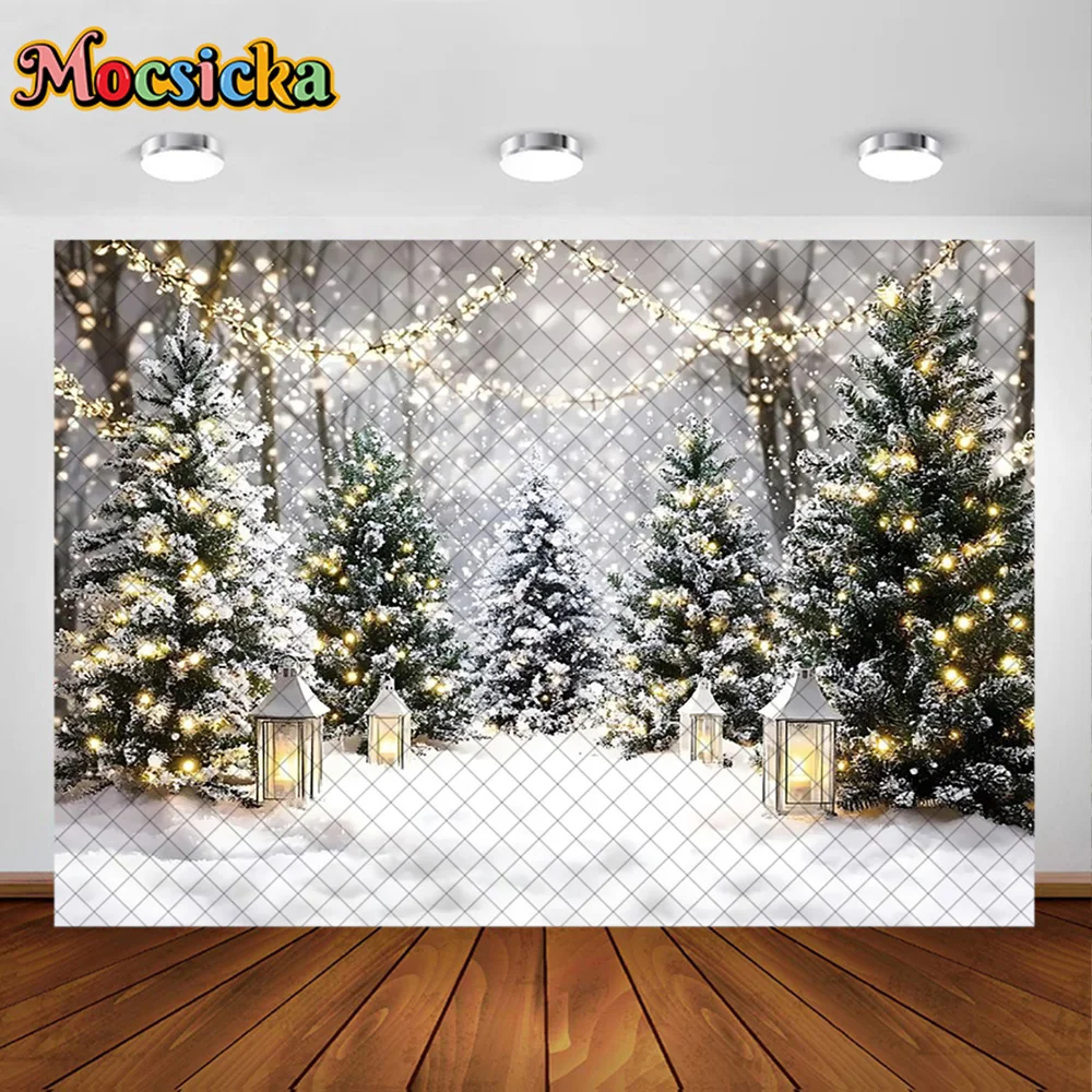 Mocsicka Photography Background Christmas Fireplace Xmas Tree Wreath Decoration Backdrop Family Photo Holiday Photo Studio Props