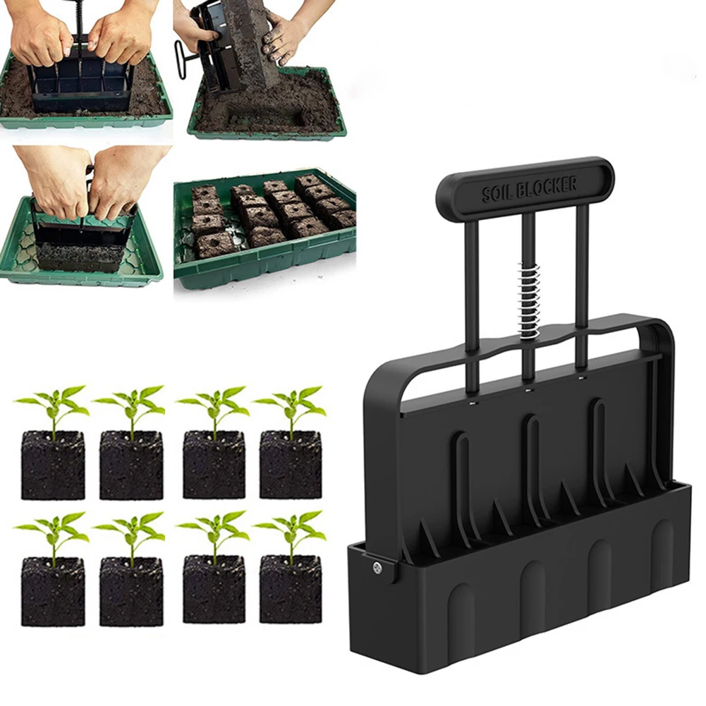 Handheld Seedling Soil Block Maker 5x5cm Soil Blocker Soils Blocking With Dibbers Garden Crock Making Seedlings