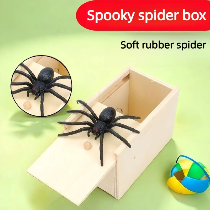 

Horror Spider Box Funny Prank Toy for Halloween Party Shocking Small Wooden Surprise Box Party Trick Spider Box Prank Product