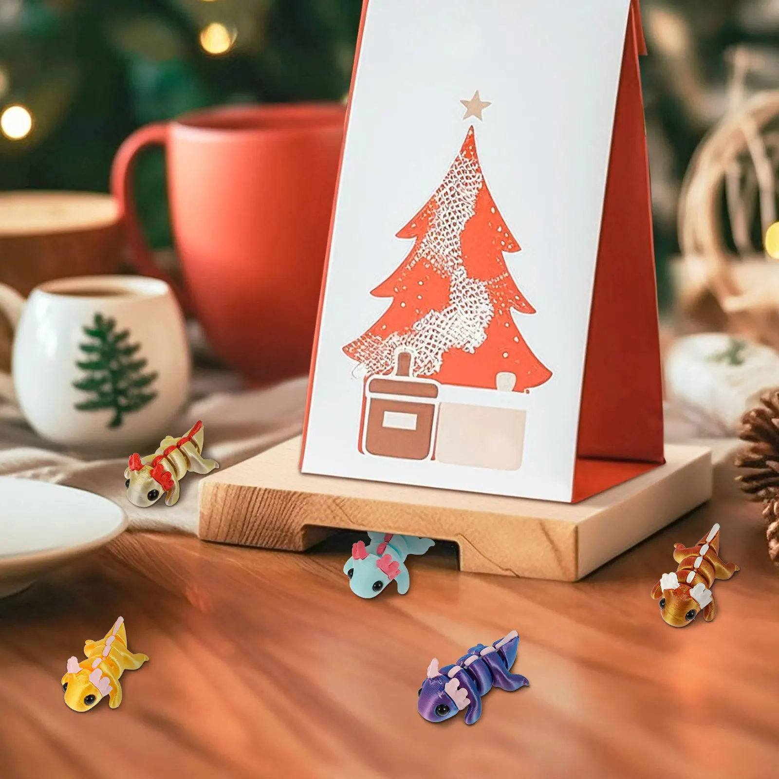 24 قطعة من البلاستيك ثلاثية الأبعاد المطبوعة Axolotl الشكل مرنة مشتركة صغيرة الحسية Axolotl لعبة إضافة متعة ثلاثية الأبعاد لعبة حيوانات مطبوعة للأطفال #6