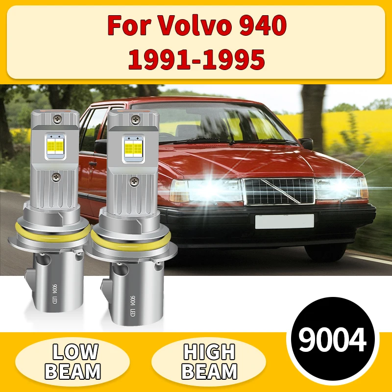 

2PCS For Volvo 940 1991 1992 1993-1995 9004 HB1 LED Headlight Bulbs White High Low Beam Plug & Play 12V Auto Canbus with Fan