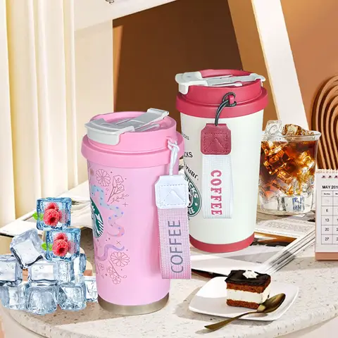 18oz Travel Thermos Cup,Beautiful,great heat/cold insulation.Holds coffee,juice,chilled drinks.Fits indoor/outdoor,perfect gift