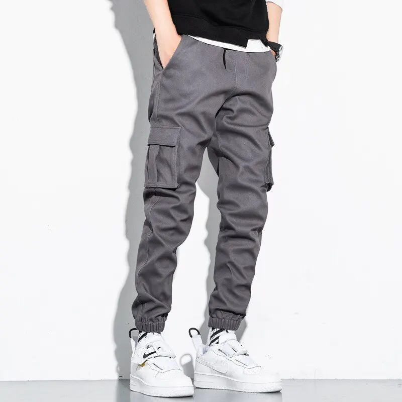 Men's Casual Cargo Pants Loose Multi-Pocket Track Trousers Everyday Wear Solid Color Bermuda Jogging Trend Corset Drawstrin Work