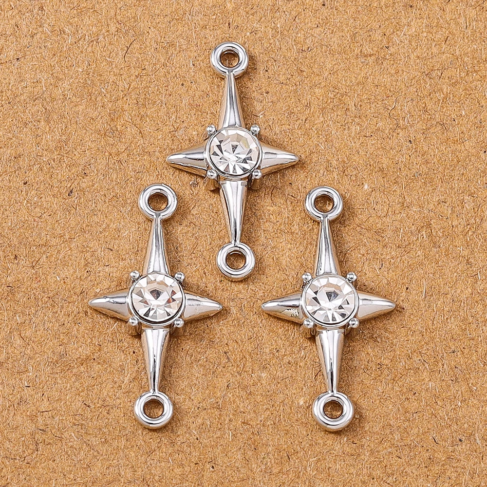 5pcs 23*12mm Crystal Polar Star Charms Connector Pendants for DIY Necklace Earrings Bracelet Jewelry Making Accessories Supplies
