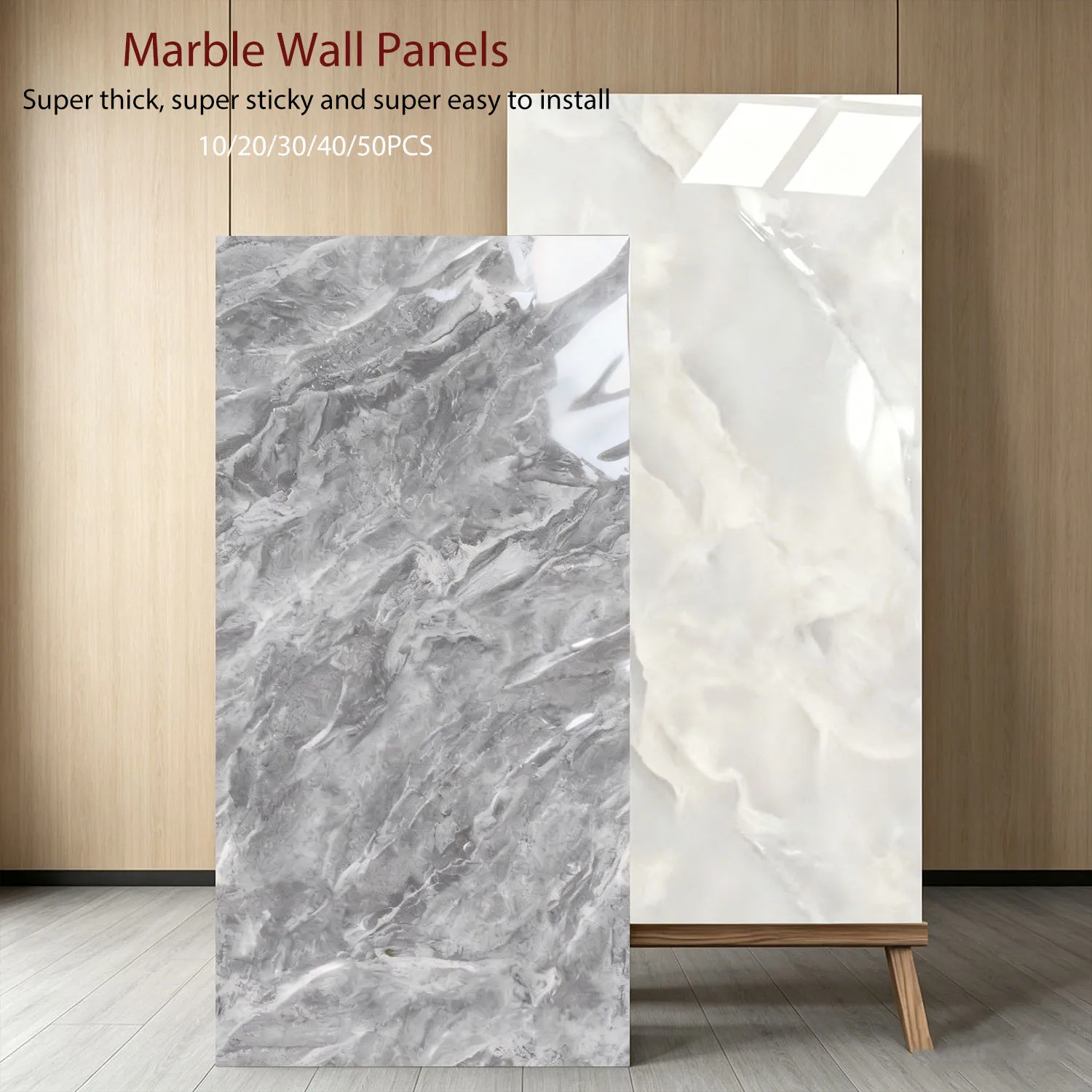 Marble Wall Stickers PET Thickened Waterproof Tile Stickers Removable Home Decor For Bathroom Kitchen Bedroom Rental Wall Decor