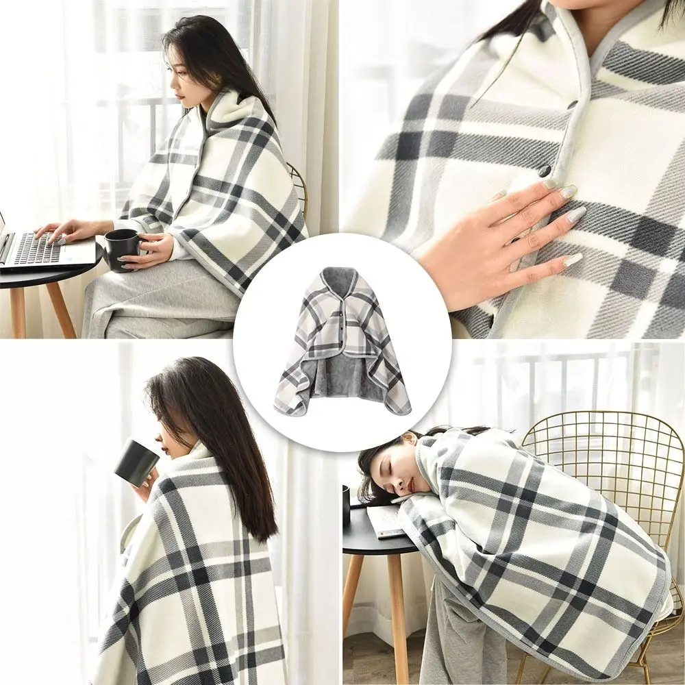 Winter Multi-function Shawl Blanket Flannel Keep Warm Wearable Blankets with Button Thick Scarves Thick Plaid Blanket