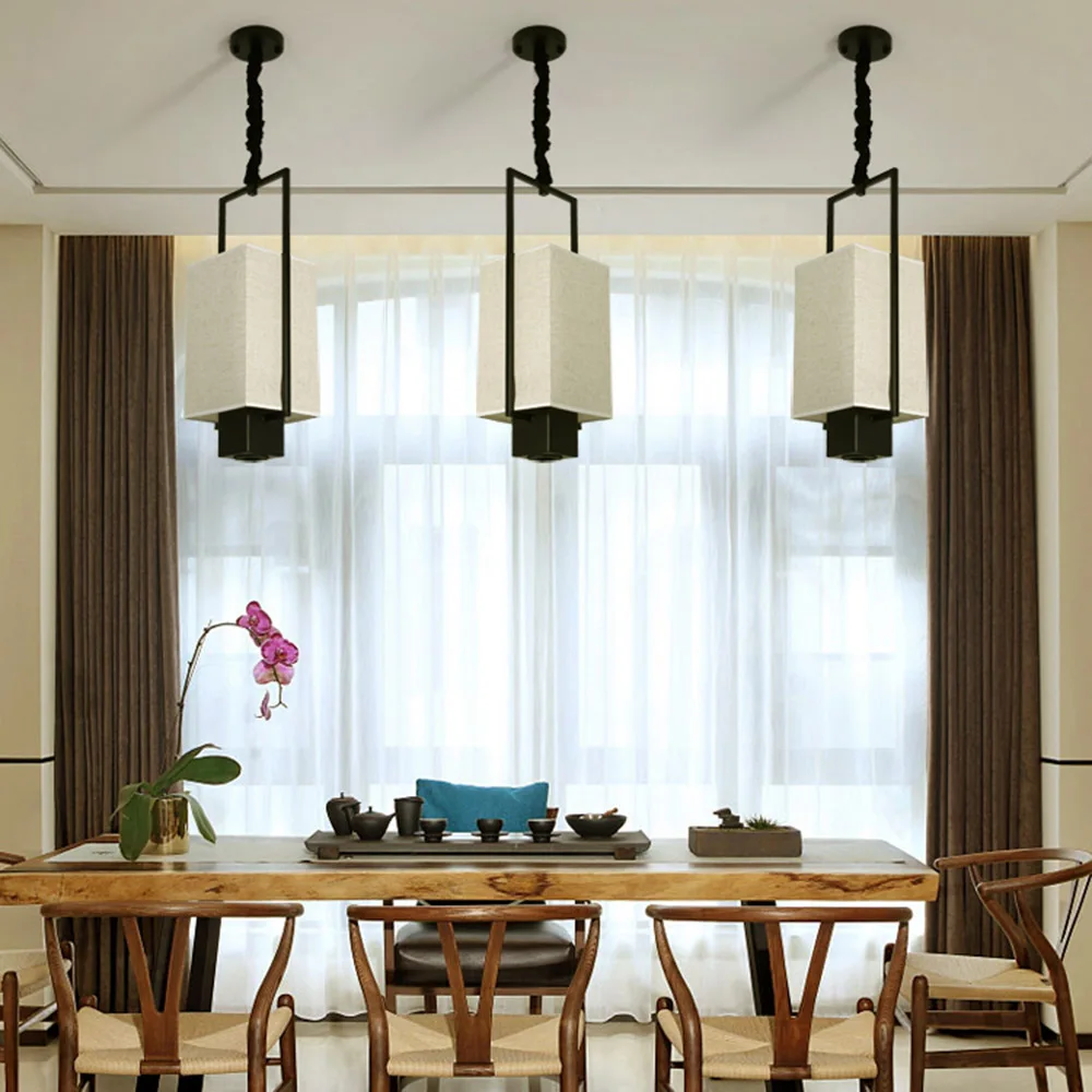 Chinese Solid Square Lantern Restaurant Pendant Lamp Balcony Corridor Study Room Coffee House Bedroom Hanging Pendant Lamps