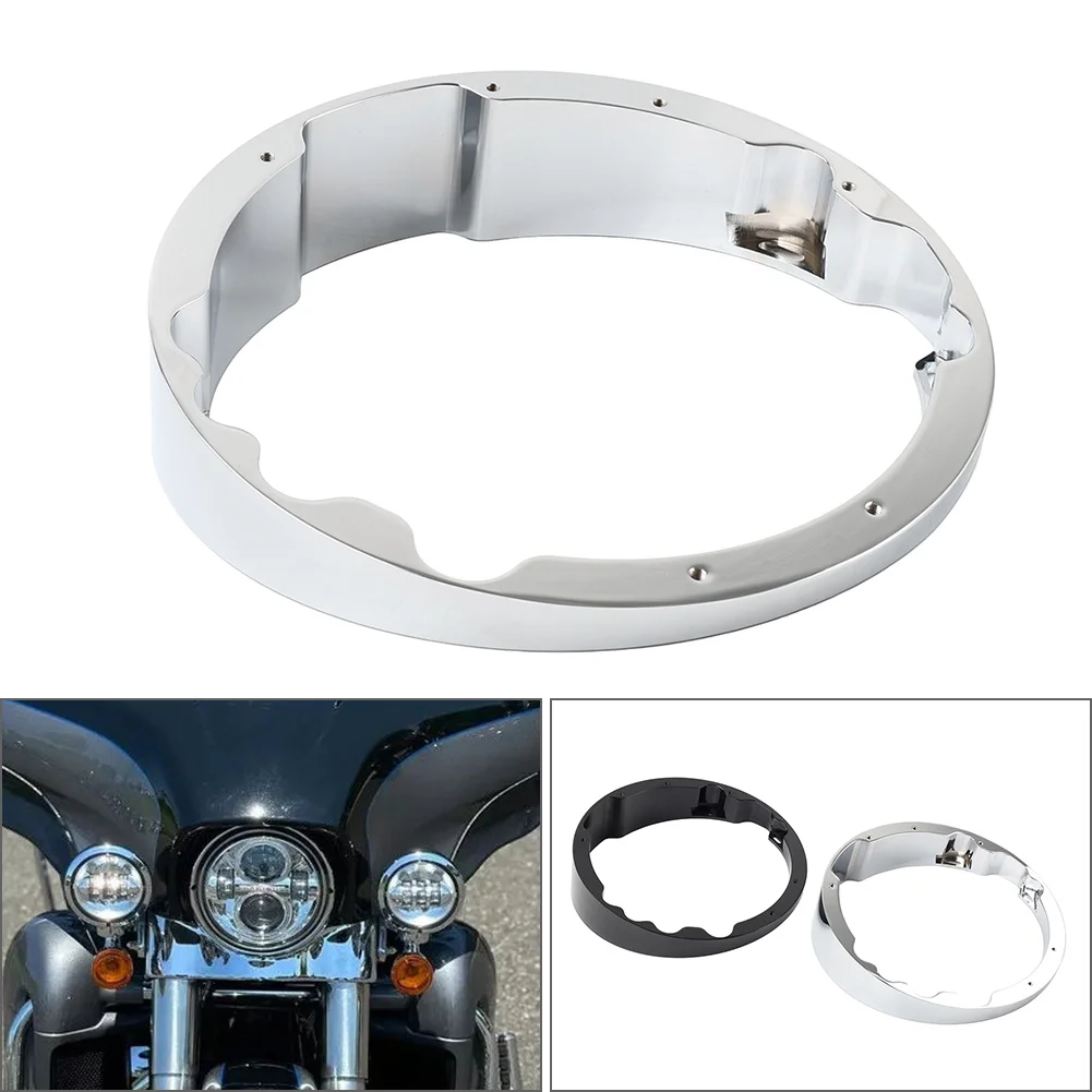 

Aluminum Motorcycle 7" Raked Headlight Bezel For Harley Davidson Touring Road Street Electra Glide Road King Chrome/Black