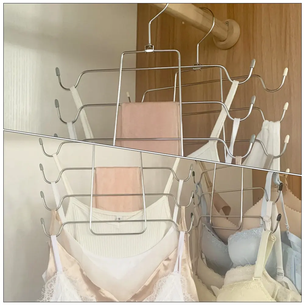2Pcs Multi-Layer Sling Rack for Underwear Scarf Tie Belt Storage Space Saving Wardrobe Closet Organizer Sturdy Chrome Plated view 4