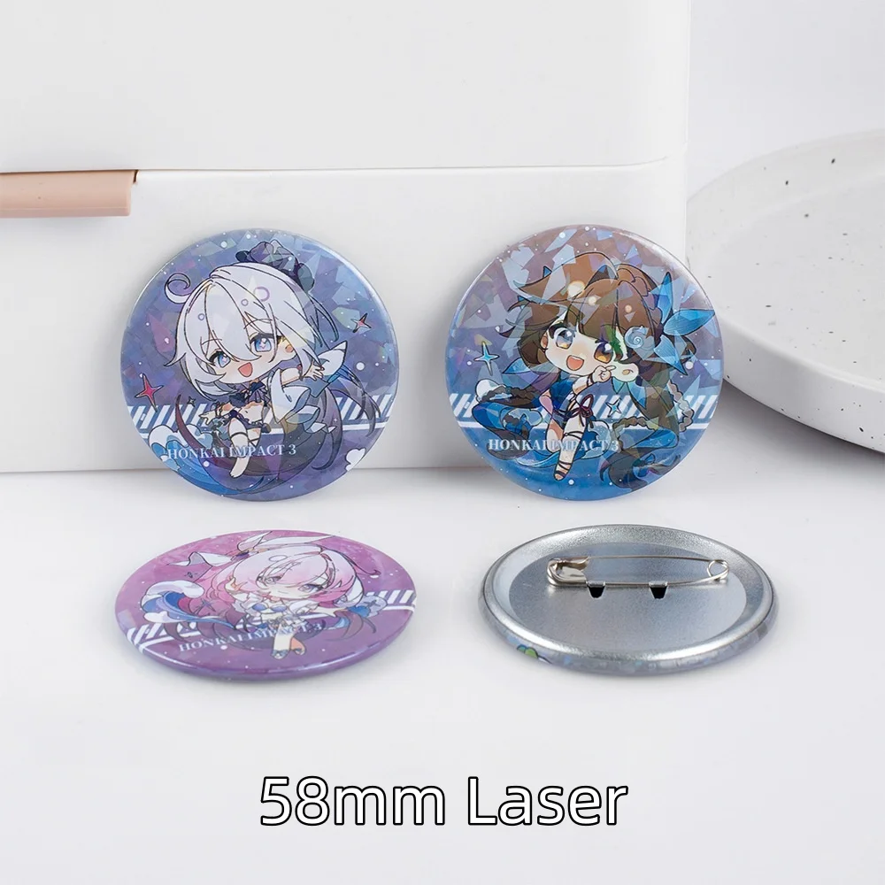 Honkai Impact 3 New Laser Matte Brooch Yae Sakura Kiana Bronya Elysia Cute Accessories Anime Cartoon Pin Jewelry Cosplay Gift