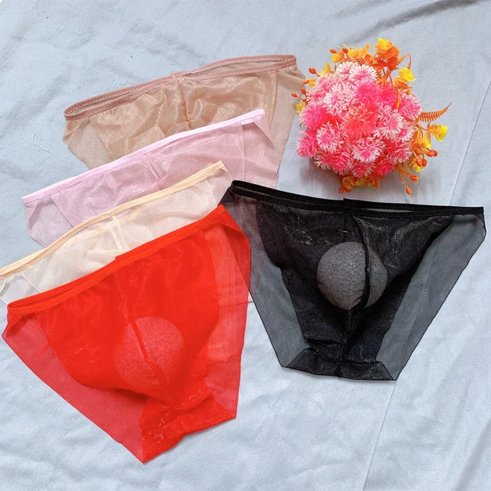 

New Men Sexy See-through Lingerie Seamless Ultra-thin Panties Silky Briefs Sheer Mesh Male Pouch Underwear Swimwear Beachwear