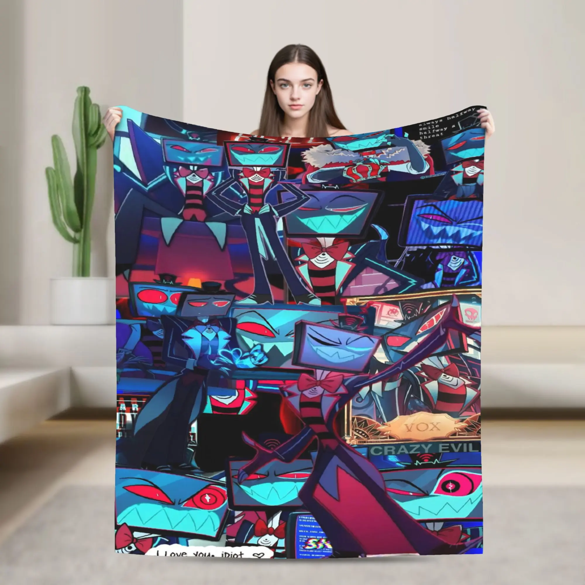 Cartoon Hazbins Hotels Vox Blankets Comedy Soft Plush Throw Blanket For Living Room Travel Office Flannel Bedspread Bed Cover