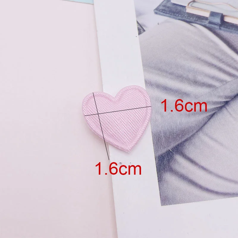 200Pcs 1.6CM Small Fabric Heart Padded Appliques For DIY Children Hair Clip And Garment Accessories Patch