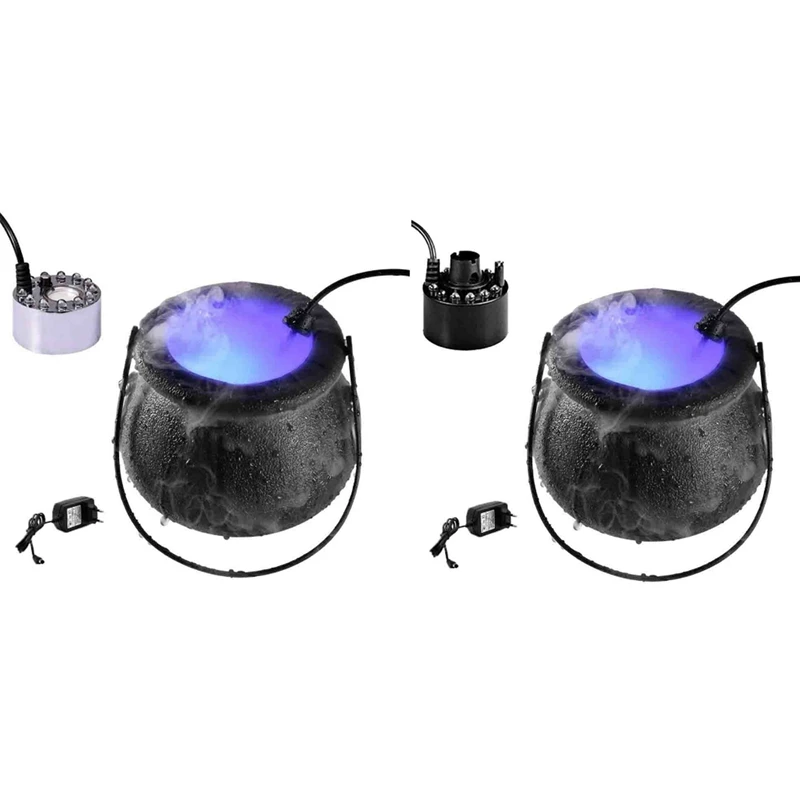 Halloween Smoke Machine LED Humidifier Fog Mist Maker Color Changing Witch Pot Party Decoration Prop EU Plug