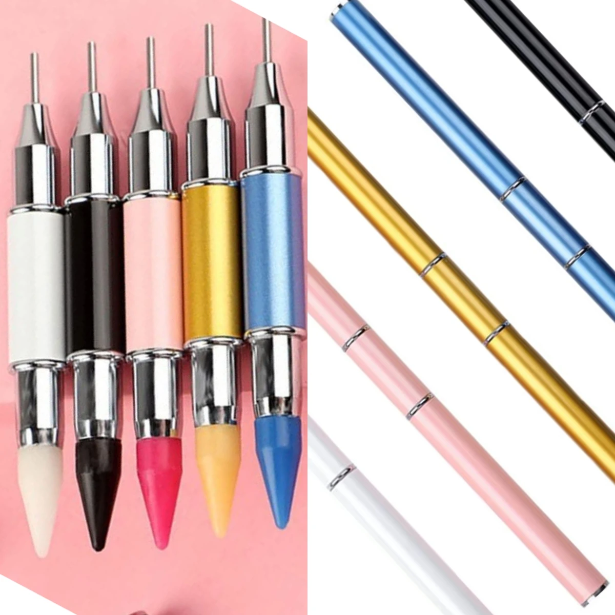 

Dual-Ended Diamond Point Drill Pen quality Crystal Pen picking up Rhinestones Gems Sticky Wax/Stainless steel Pencil DIY Tools #