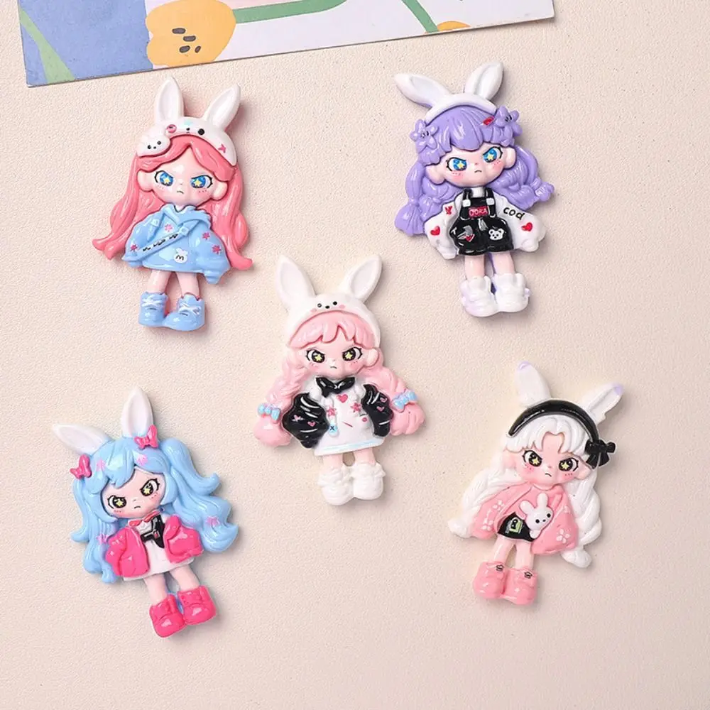 

Cream Gum Resin DIY Accessories Headwear Accessories Resin Cartoon Doll DIY Materials Rabbit Ear Girl Mini Figure