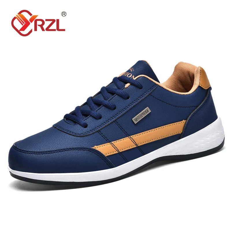 

YRZL Men Shoes Spring Autumn Waterproof Walking Sneakers Leisure Male Leather Sports Shoes Non-Slip Footwear Tennis for Men