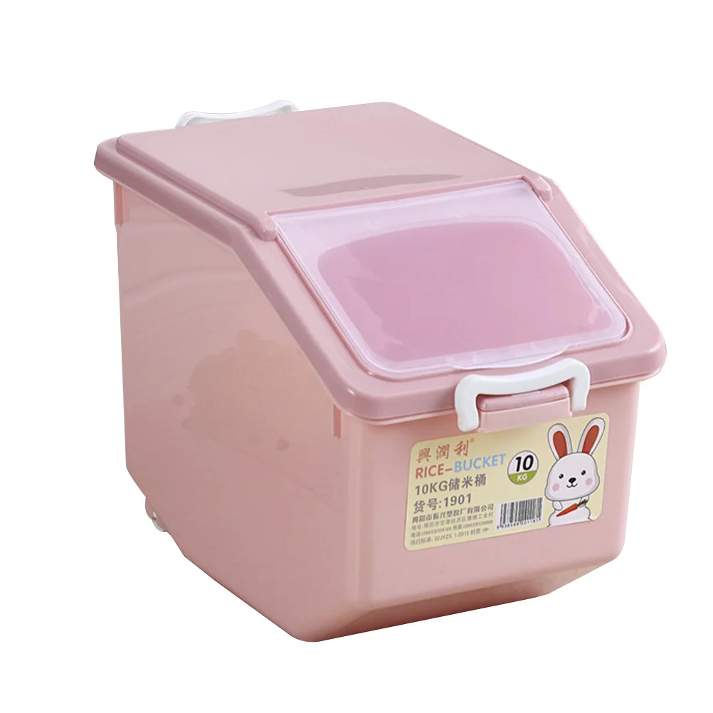 Household Moisture-Proof Rice Bucket Plastic Sealed Storage Box 10kg Kitchen Flour Storage Container Space-Saving
