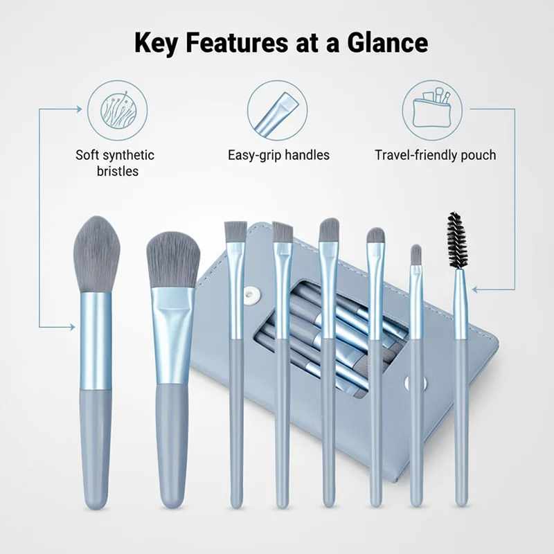 9Pcs Soft Fluffy Makeup Brushes Set: For Foundation, Blush, Powder, Eyeshadow & Kabuki Blending – Ideal Cosmetic Beauty Tools.