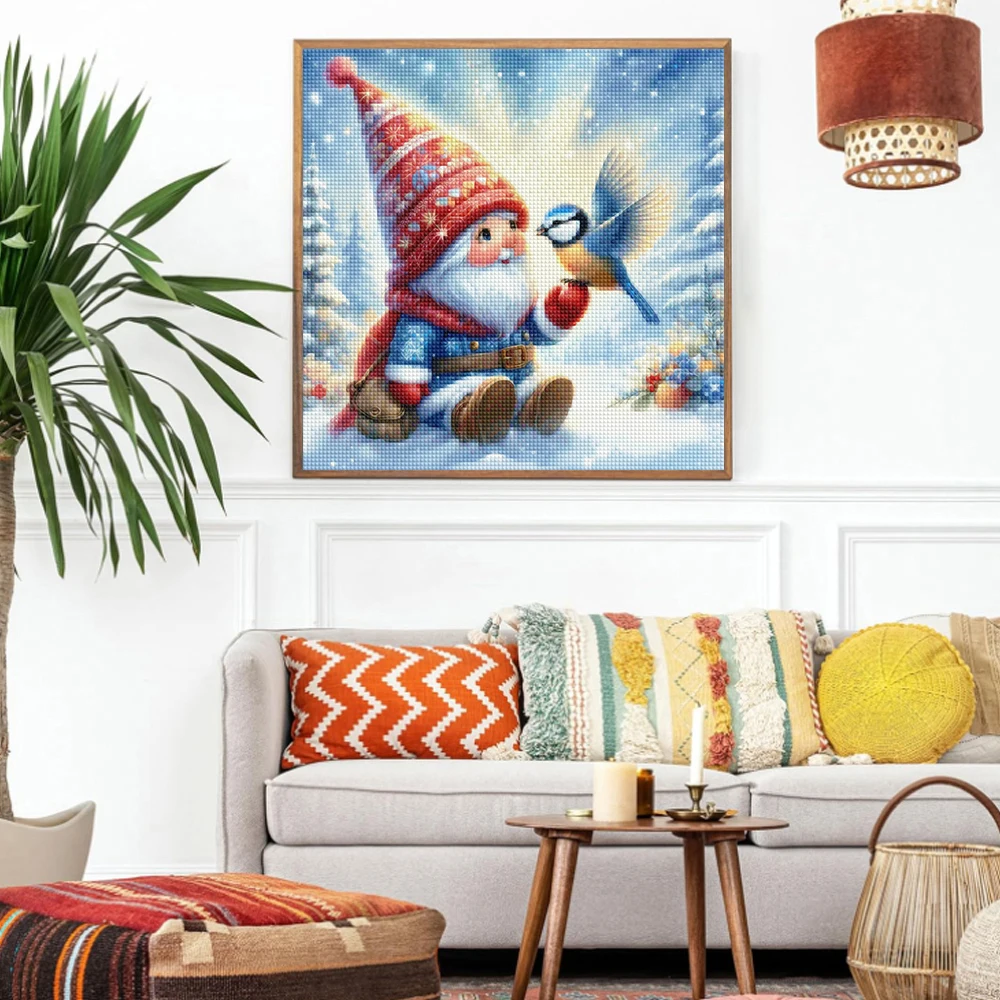 DIY Cartoon Diamant Malerei Gnome Elf Voller Diamanten Stickerei Winter Schnee Landschaft Kreuz Stich Set Weihnachten Dekorative Geschenk – Detail 5