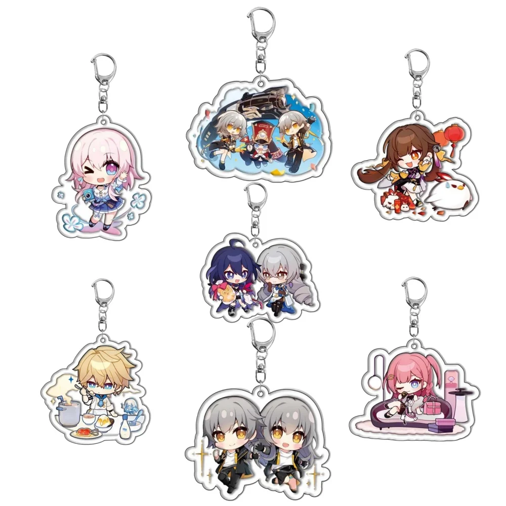 Hot Anime Honkai: Star Rail Alicia Q Edition Figure  Acrylic Keychain Charm Model Plat Anime Acrylic Keychain To Friend Gifts