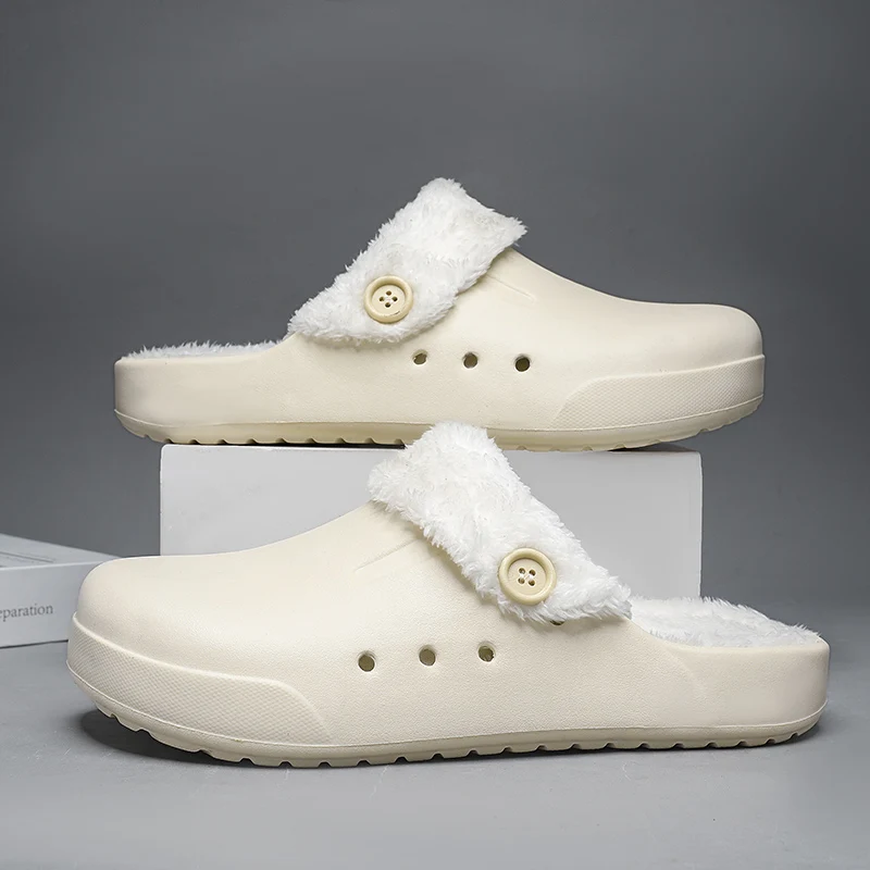 

Winter Men Women Warm Cotton Slippers Plush Slippers Outdoor Indoor Warm Shoes Slides Men Couple Home Slippes Big Size 46 47