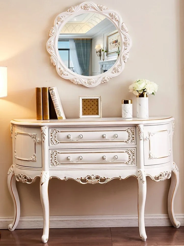 

HLZ American porch cabinet with drawers French storage villa oversized semicircular foyer cabinet