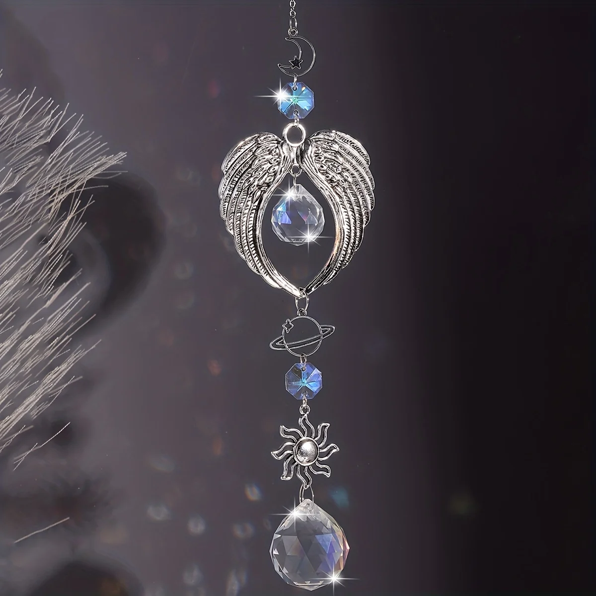 

1 шт. подвесное украшение из хрустального сплава, подарок, крылья ангела, стеклянная призма, колокольчики