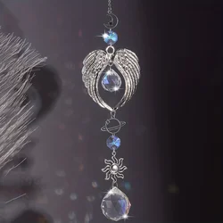 1pc Crystal Alloy Hanging Decoration Gift Angel Wings Home Gardening Decorative Glass Prism Wind Chime