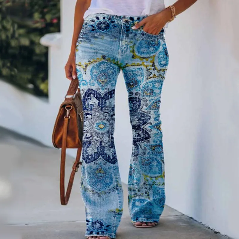 Vintage Flare Bottoms Jeans High-end High Street High Waist Women Skinny Boot Cut Denim Pants Punk Streetwear Wide Leg Trousers