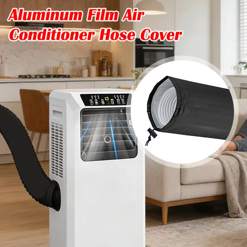 Aluminum Foil AC Hose Cover, Heat Insulation Sleeve for Exhaust Pipe, Waterproof Dustproof Vent Wrap, Energy Saving AC Accessory