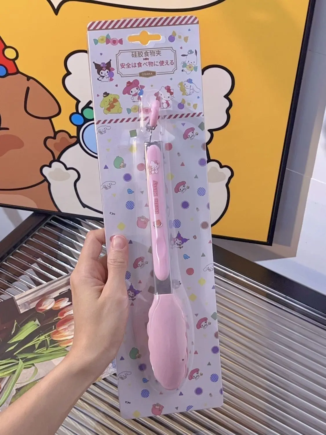 2026 New Hello Kitty Food Tongs Stainless Steel Silicone Kitchen Tongs for Steak BBQ Cooking Heat Resistant Cute Kitchen Tool