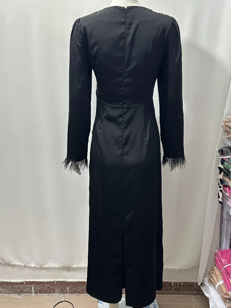 Eid Muslim Party Dress for Women Satin Black Jalabiya Abaya Ramadan Long Dresses Abayas Woman Kimono Robe Vestidos Largo 2024