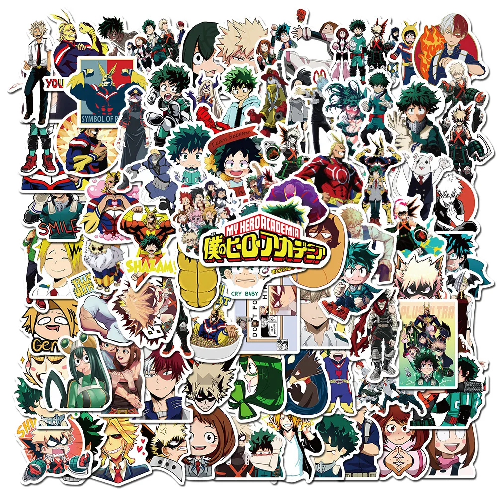 100Pcs My Hero Academia Stickers DIY Stickers Scrapbooking Phone Luggage Skateboard Waterproof Decals