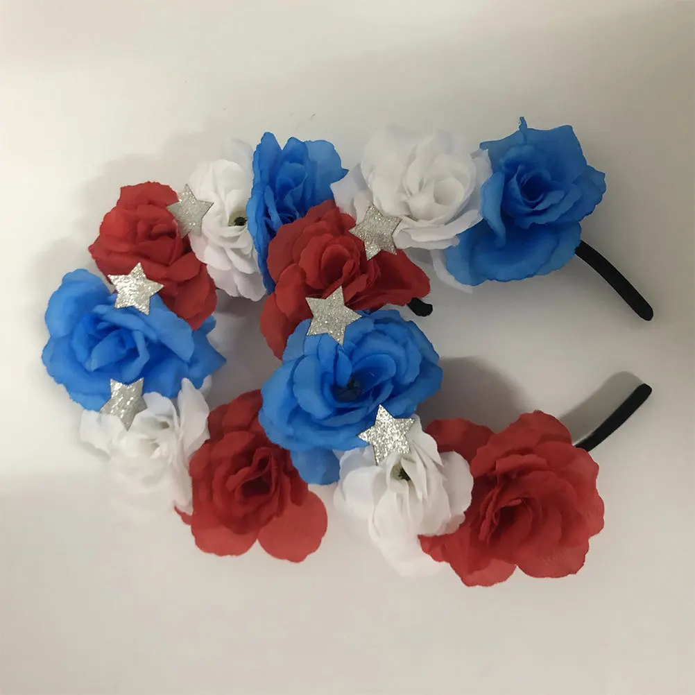 

2Pcs Us Independence Day Headbands Rose Hair Hoops Elegant Party Hair Accessories Chic Headdress for Girls Women