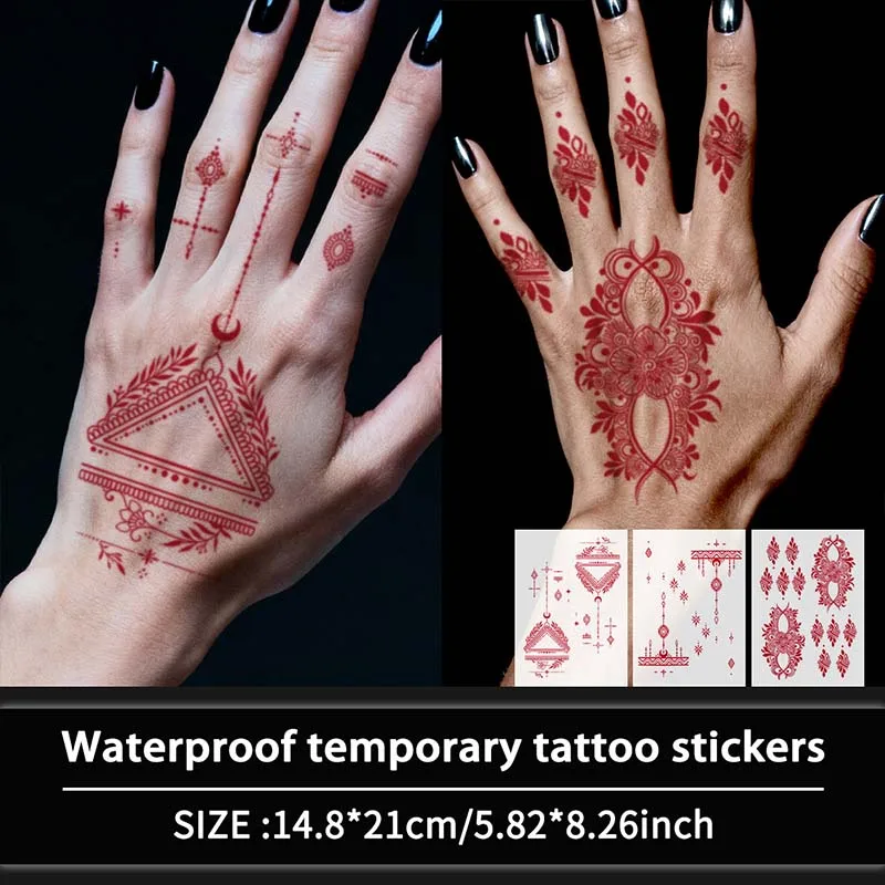 

Elegant Henna Temporary Tattoo Sticker, Long-lasting and Waterproof, Ramadan and Weddings Fake Tattoos for Women, For Arm, Leg.