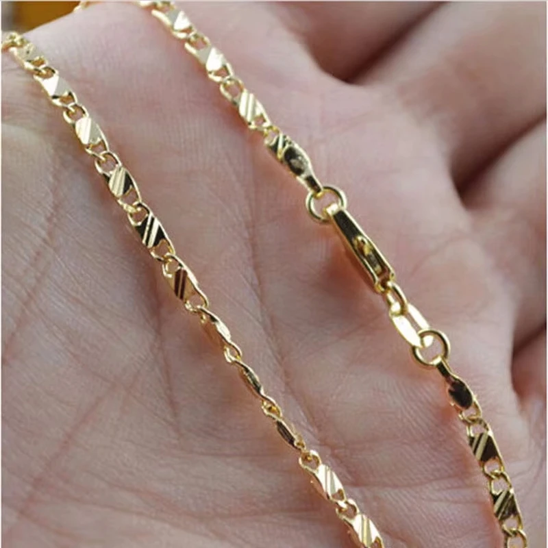 

925 Sterling Silver Exquisite Fashion 18K Gold Filled Necklace For Women Men Size 16-30 Inch Jewelry Chain Wholesale
