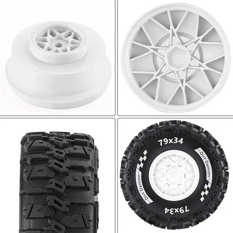 YSUN-Short Course 1/14 1/16 Tires- 4Pcs Set For TRAXXAS MINI SLASH Off-Road Performance White