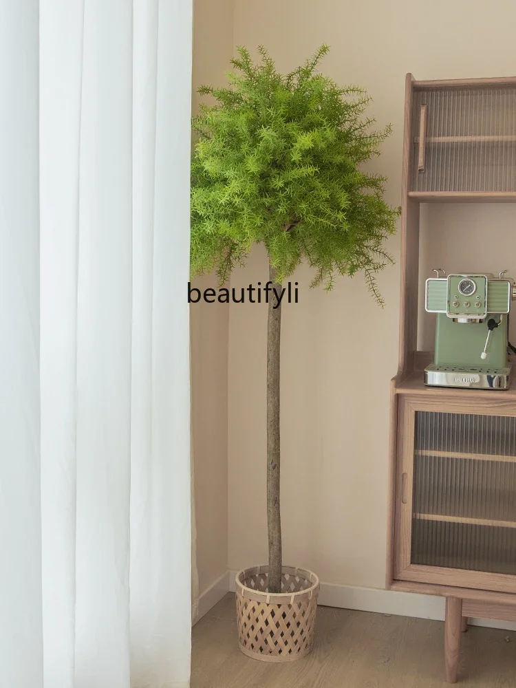 Simulated green plant fake tree asparagus tree floor potted plant indoor living room decorative bonsai spherical fake plant