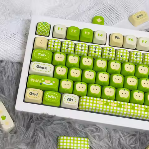 MAIMOOO Cute Green Fruit Keycap 97 Keys MOA Profile Creative Cartoon PBT Dye Sublimation Custom Keycaps for Mechanical Keyboard