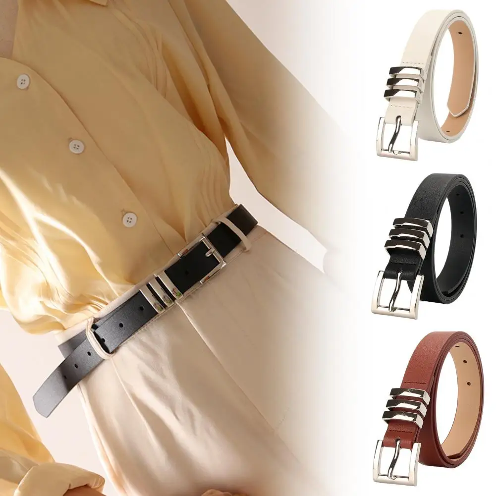 

Women Shirt Belt Stylish Women's Square Buckle Belt with Adjustable Length Multi Holes Design Faux for Jeans for Versatile