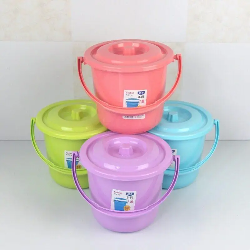 Thickened Plastic Beach Bucket for Kids Resistant to Drops with Lid for Water Play Kitchen Use Vegetable Washing Art Drawing