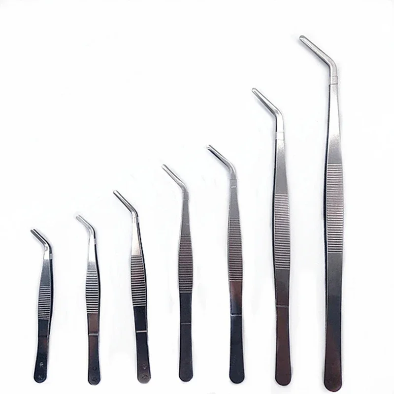 Stainless Steel 430/304 Anti-iodine Medical Tweezers Long Straight Forceps 12.5cm-30cm Straight Head Elbow Thicken Medical Tools