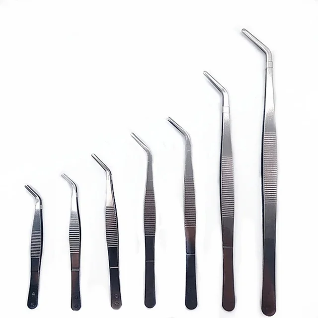 Pęseta medyczna ze stali nierdzewnej 430/304 Antyiodowe długie proste kleszcze 12.5cm-30cm Prosty łokieć Zagęścić narzędzia medyczne
