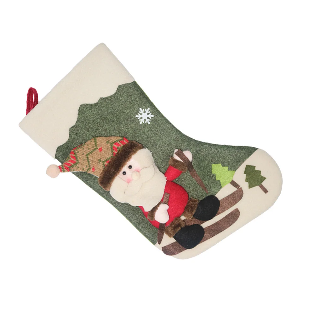 

Santa Claus Hanging Decor Christmas Stocking Gift Bag Beautiful Nonwoven Gift Holiday Decoration Reindeer