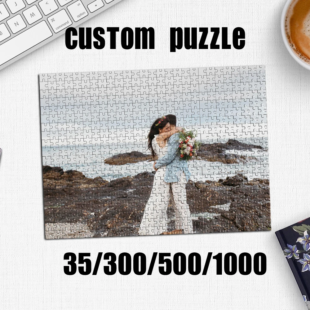 35/300/500/1000 Stück personalisiertes, individuelles Foto-Strand-Paar-Landschaftspuzzle. Das individuelle Puzzle wird ein einzigartiges Geschenk und Raumdekoration sein.