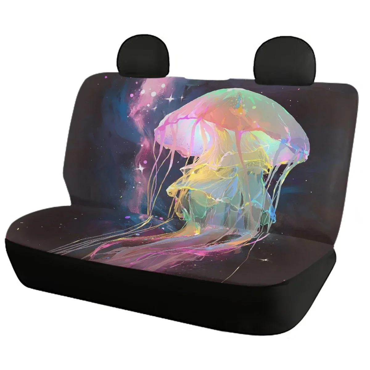 INSTANTARTS Colorful Jellyfish Print Anti-Slip Universal Car Front/Rear Seat Cover Washable Automobile Seats Protector for Women