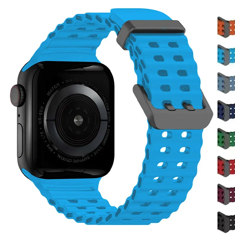 حزام سيليكون لساعة أبل الترا 3 2 49 مللي متر سوار رياضي لسلسلة IWatch 9 8 7 6 SE 5 4 3 2 46 مللي متر 45 44 42 مللي متر سوار معصم كوريا
