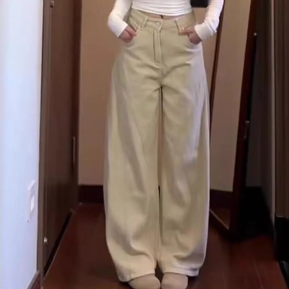 Ropa femenina, pantalones vaqueros de mezclilla de cintura alta, pantalones vaqueros holgados de estrella para mujer Y2k, pantalones vaqueros Retro de pierna ancha para mujer